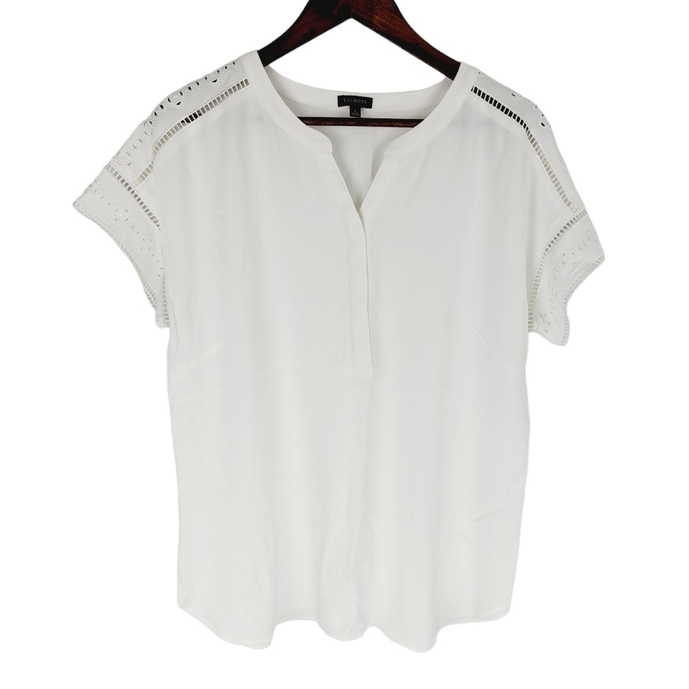Talbots White Blouse with Lace Detail